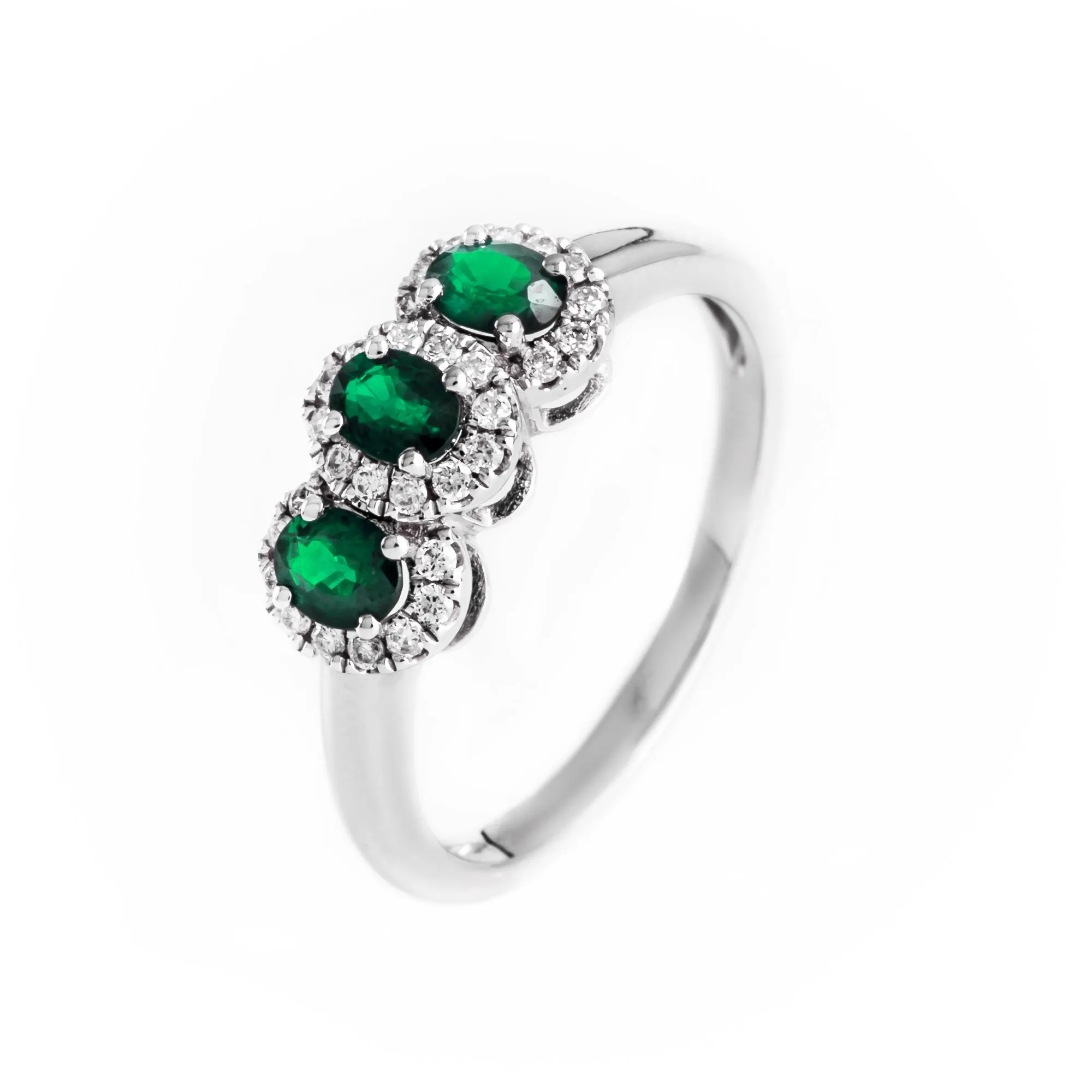 18K White Gold 0.45ct Emerald and Diamond Ring - 20690915