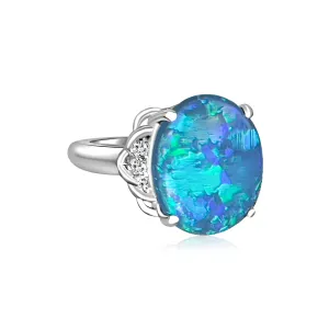 18kt White Gold Black Opal 7.42ct and diamond ring