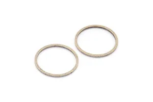 18mm Circle Connectors - 50 Antique Silver Plated Brass Circle Connectors (18x1x1mm) BS 1096 H0043