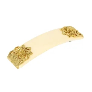 1928 Jewelry Rectangular Ivory Floral Hair Barrette