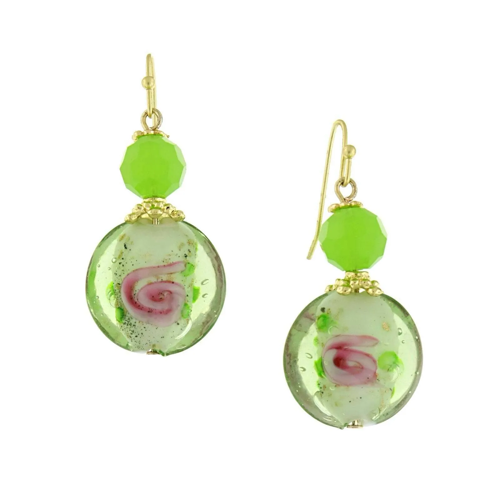 1928 Jewelry Round Pink Floral Drop Earrings