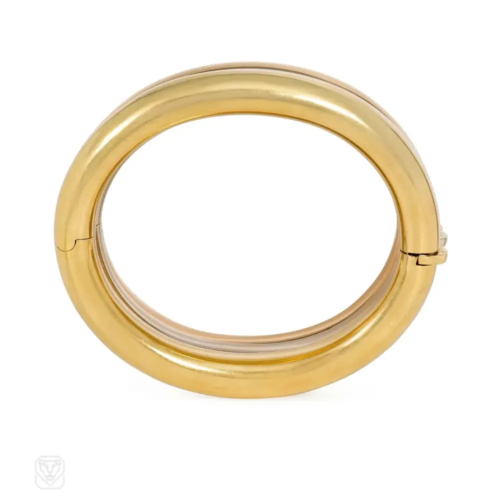 1970s three-color gold hinged bangles