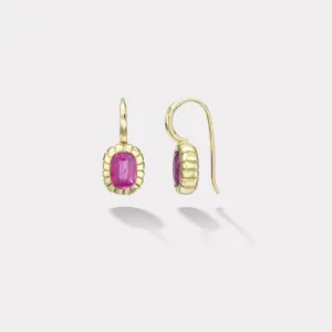 2.3ct Cushion Pink Sapphire Heirloom Bezel Earrings