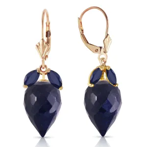 26.8 Carat 14K Solid Yellow Gold Earrings Pointy Briolette Sapphire