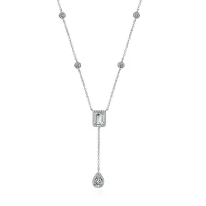 3ct Emerald Cut and Pear Cut Diamond Necklace