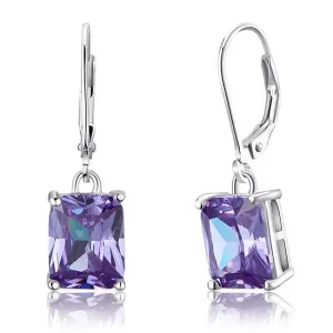 4 Carat Purple Simulated Sapphire 925 Sterling Silver Dangle Earrings