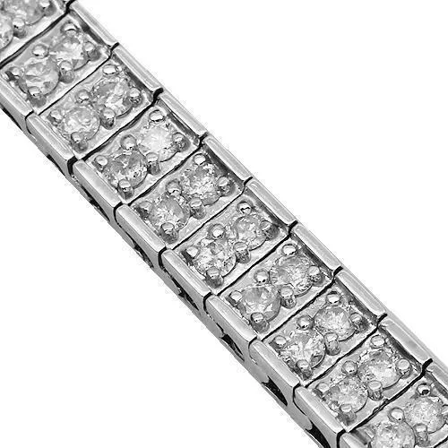 4 Carat Two Row Womens Diamond Tennis Bracelet 14K White Gold