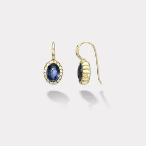 4.73ct Oval Blue Sapphire Heirloom Bezel Earrings