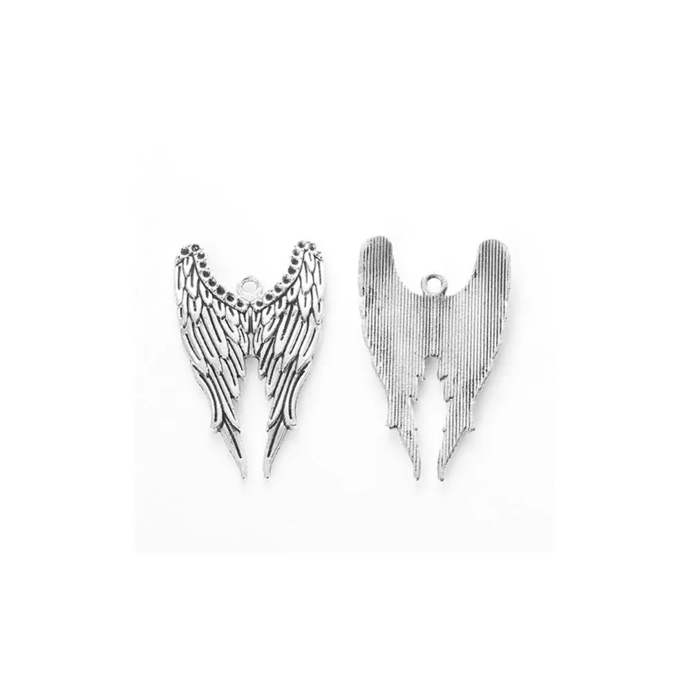 5 Pcs Tibetan Silver ANGEL WINGS 39mm x 24mm Charms Pendants, Lead & Nickel Free Metal Charms Pendants Beads