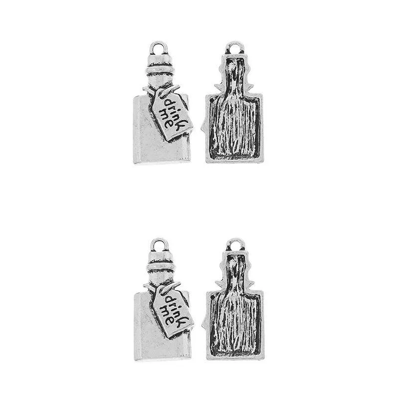 5 Pcs Tibetan Silver Drink Me Bottle Alice In Wonderland 28X14mm Charms Pendants