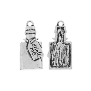 5 Pcs Tibetan Silver Drink Me Bottle Alice In Wonderland 28X14mm Charms Pendants