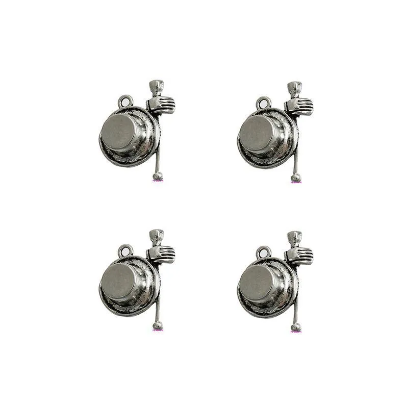 5 Pcs Tibetan Silver Top Hat Cane and Gloves Magician 27X22mm 3d Charms Pendants