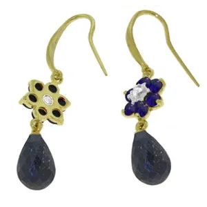 7.61 Carat 14K Solid Yellow Gold Botanica Sapphire Diamond Earrings