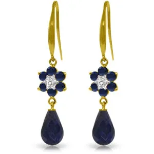 7.61 Carat 14K Solid Yellow Gold Botanica Sapphire Diamond Earrings