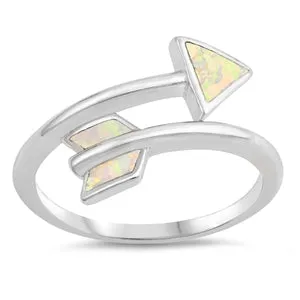 925 Sterling Silver Arrow Ring With Opal Inlay