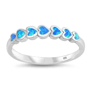 925 Sterling Silver Connected Hearts Ring With White Opal