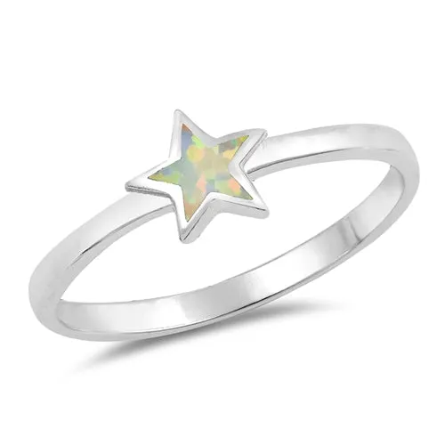 925 Sterling Silver Opal Star Ring