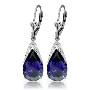 9.3 Carat 14K Solid White Gold Take The Initiative Sapphire Earrings