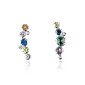 9ct White Gold & Multi-Coloured Sapphire Earrings