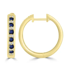 9ct Yellow Gold 0.10Ct HI/I1 Diamond & Sapphire Earrings