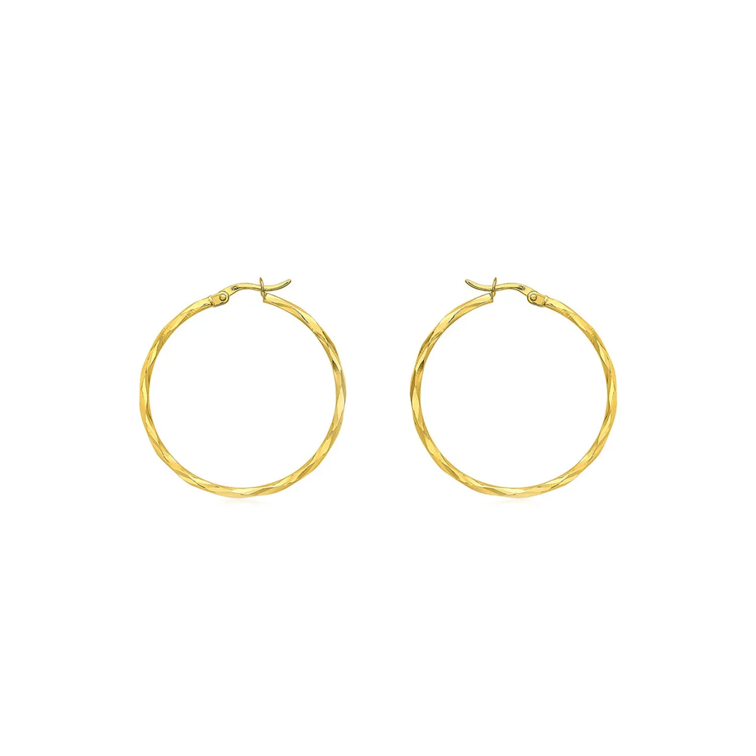 9K Yellow Gold 42mm Diamond Cut Hoop Earrings - 1.51.2669