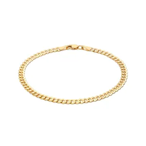 9K Yellow Gold Flat Diamond Cut Curb Chain Bracelet/ 7.5'