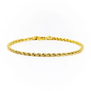 9K Yellow Gold Italian Made Rope Bracelet - 20704674