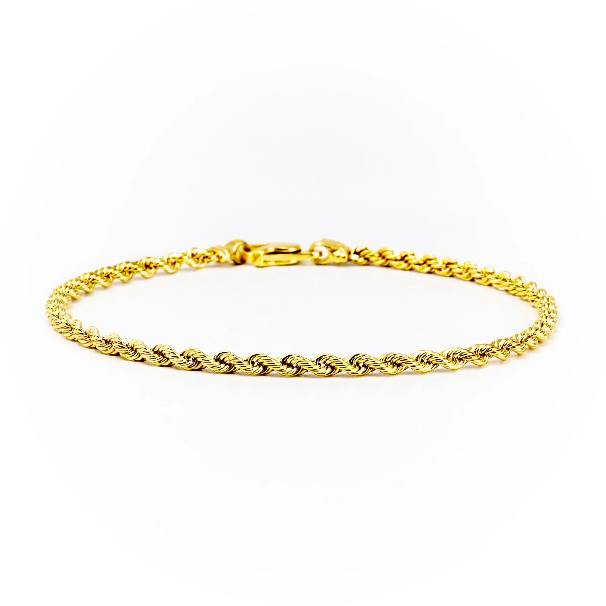 9K Yellow Gold Italian Made Rope Bracelet - 20704674