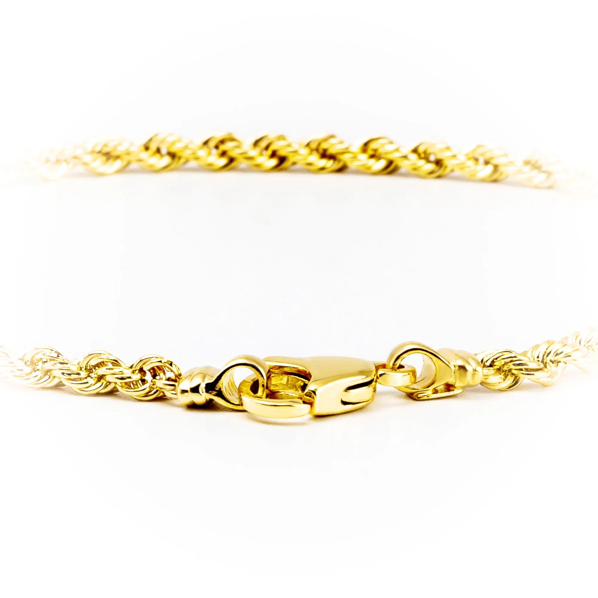 9K Yellow Gold Italian Made Rope Bracelet - 20704674