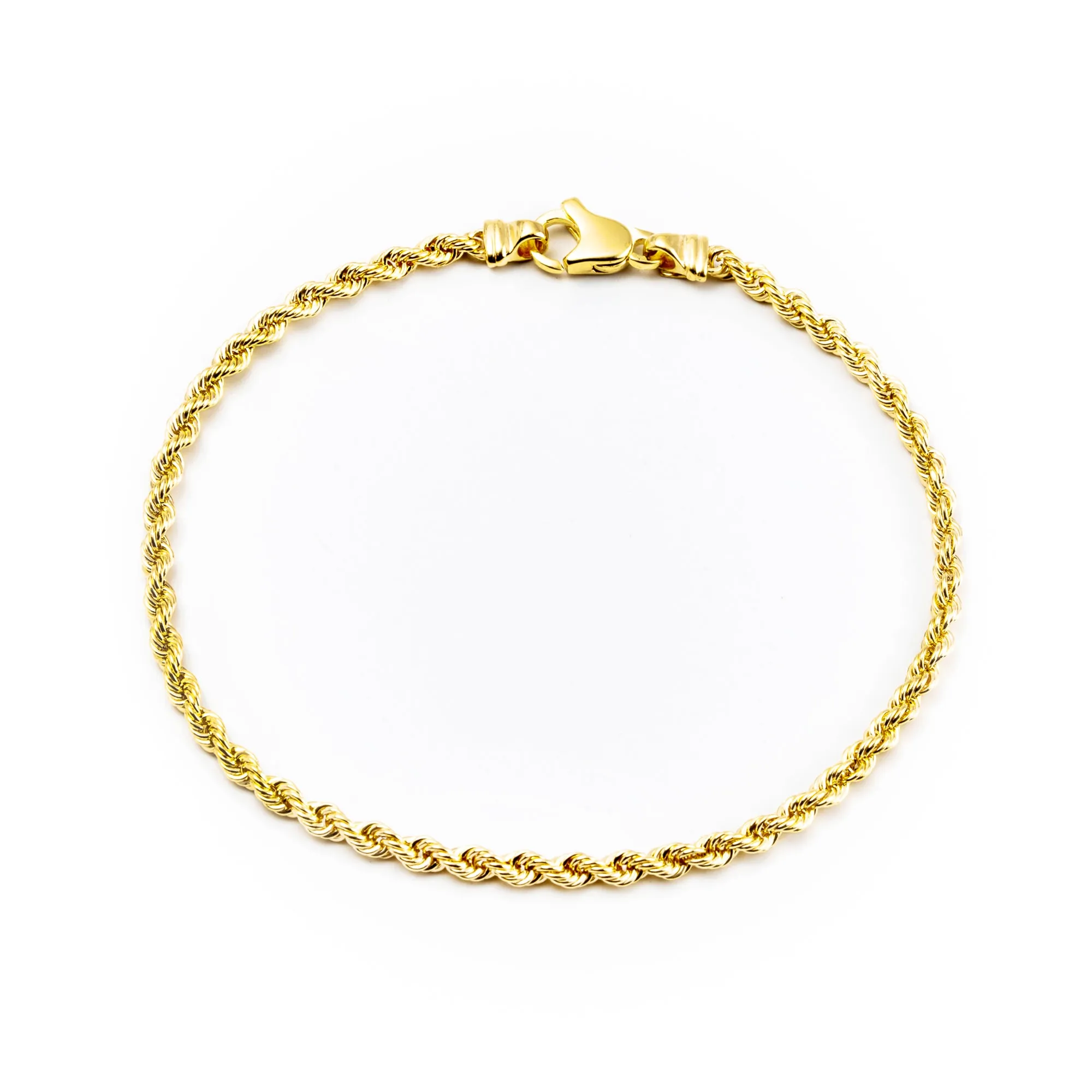 9K Yellow Gold Italian Made Rope Bracelet - 20704674