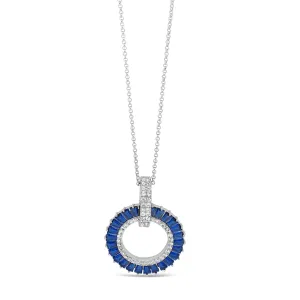 Absolute Jewellery Blue Sapphire 18" Silver Necklace