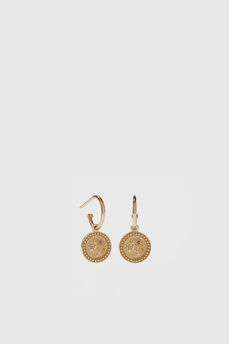 Amulet Love Earrings - Gold Plated / Pink Sapphire