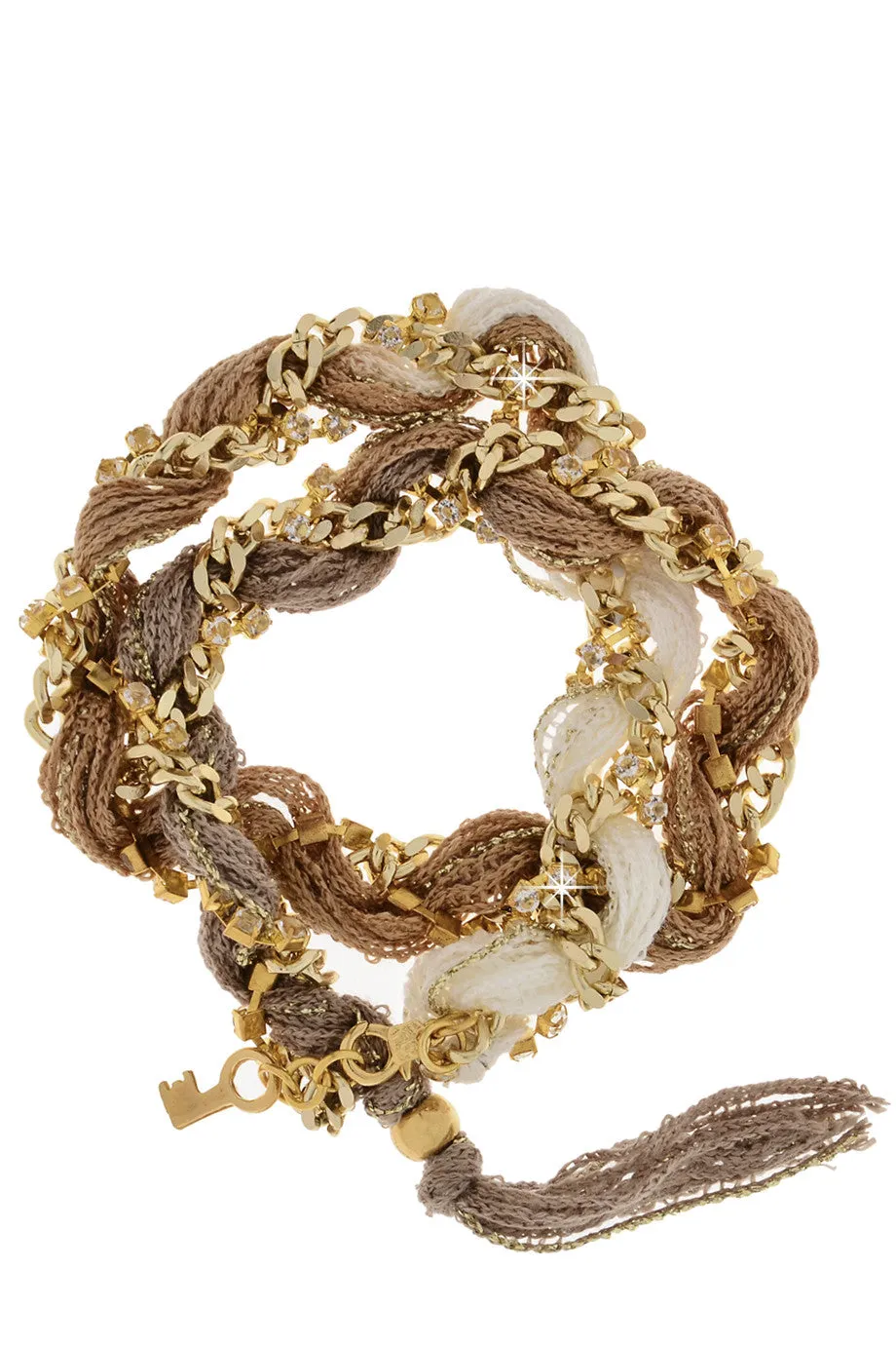 ANDREANA OLINA Beige Braided Chain Bracelet