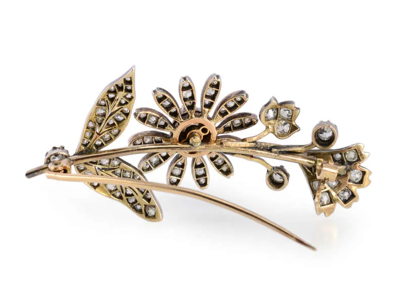 Antique Diamond Floral Bouquet Brooch