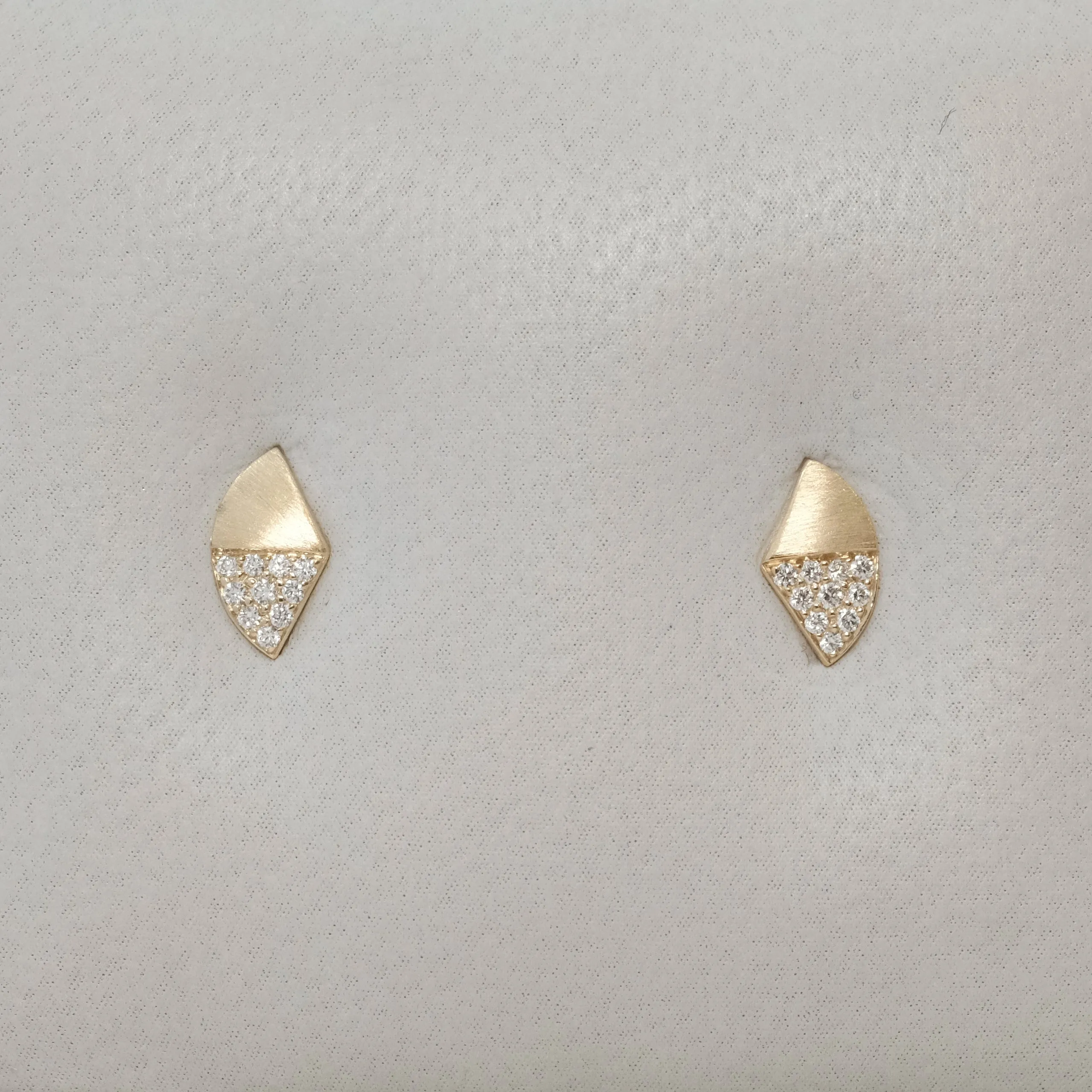 'Apus' Wedge Diamond Stud Earrings in Yellow Gold