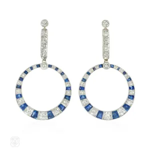 Art Deco French sapphire and diamond earrings