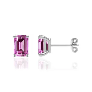 AVIANA - Emerald Pink Sapphire 950 Platinum Stud Earrings