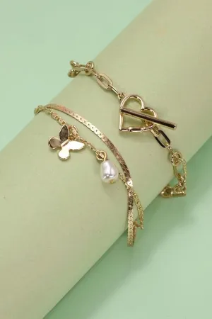 Be Free Butterfly Toggle Bracelet Stack