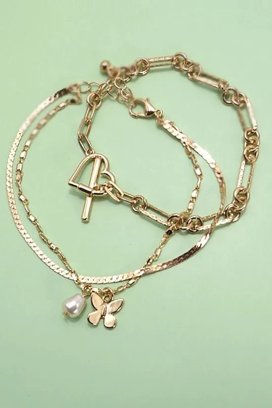 Be Free Butterfly Toggle Bracelet Stack