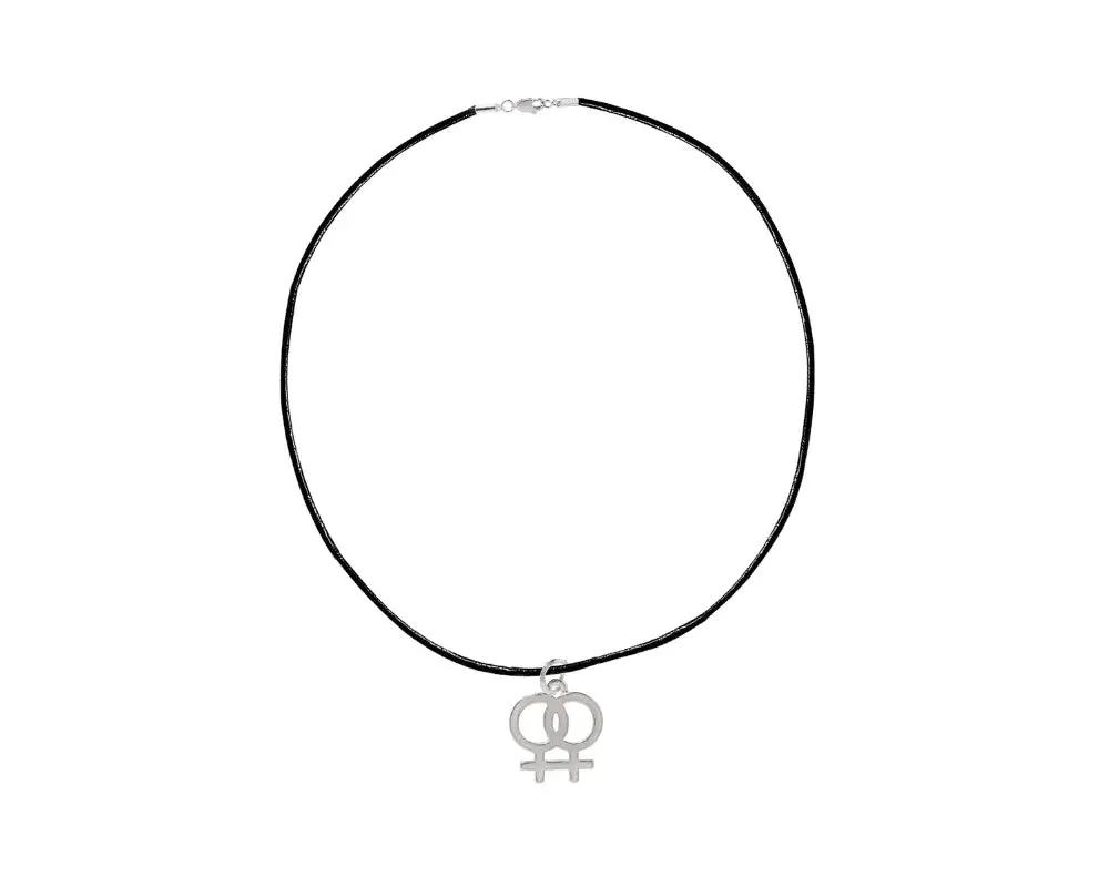 Black Cord Lesbian Same Sex Female Symbol Necklaces