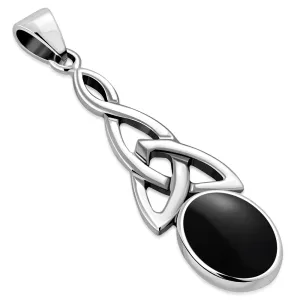 Black Onyx Celtic Trinity Silver Pendant