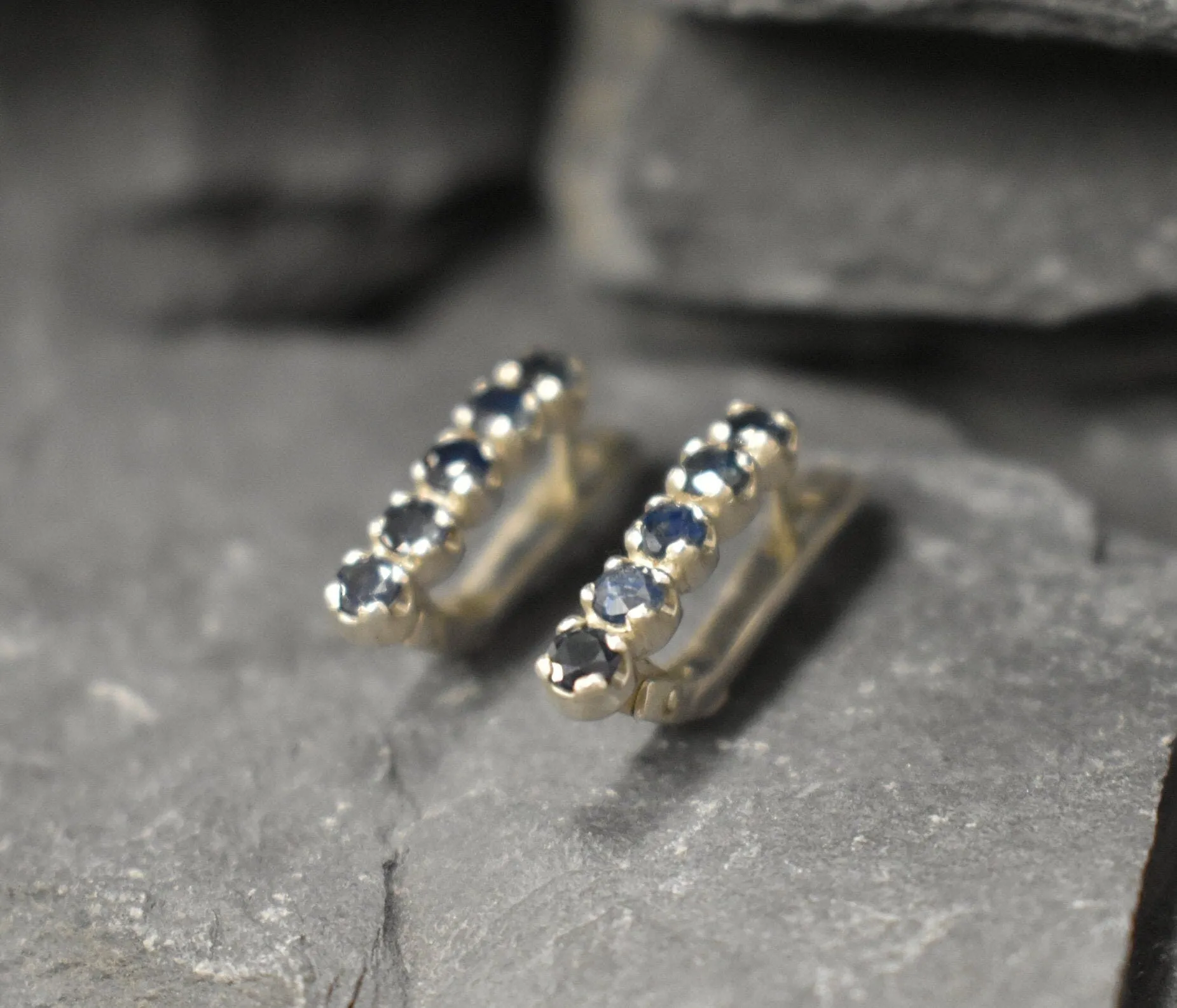 Blue Bar Earrings - Natural Sapphire Earrings, September Birthstone Earrings