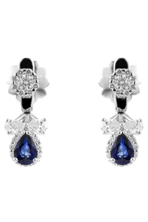 Blue Sapphire Diamond Drop Earrings