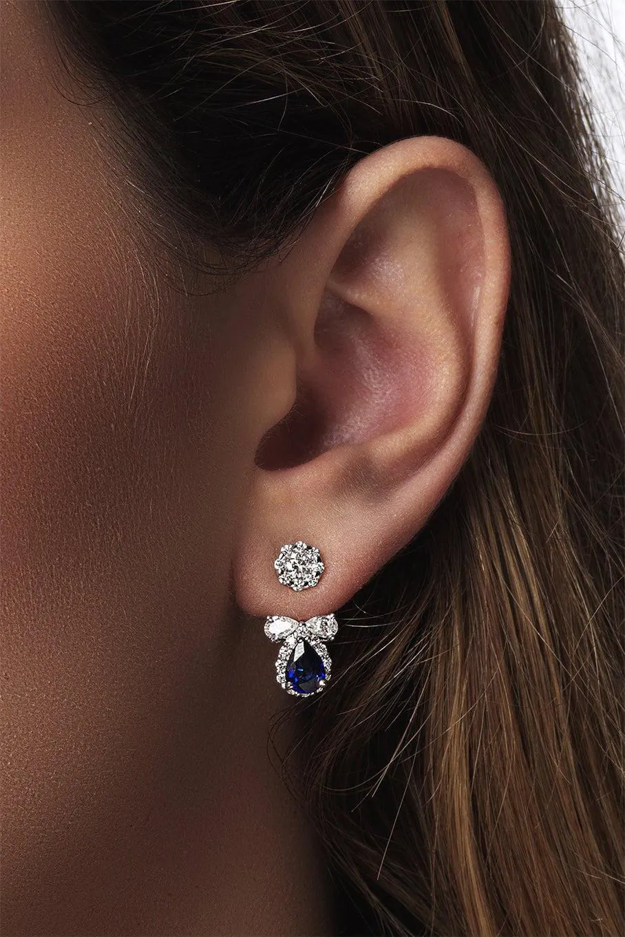 Blue Sapphire Diamond Drop Earrings