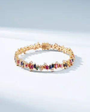 Bold Burst Rainbow Sapphire Tennis Bracelet