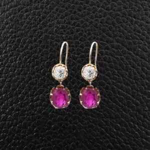 Burma Ruby & Diamond Earrings