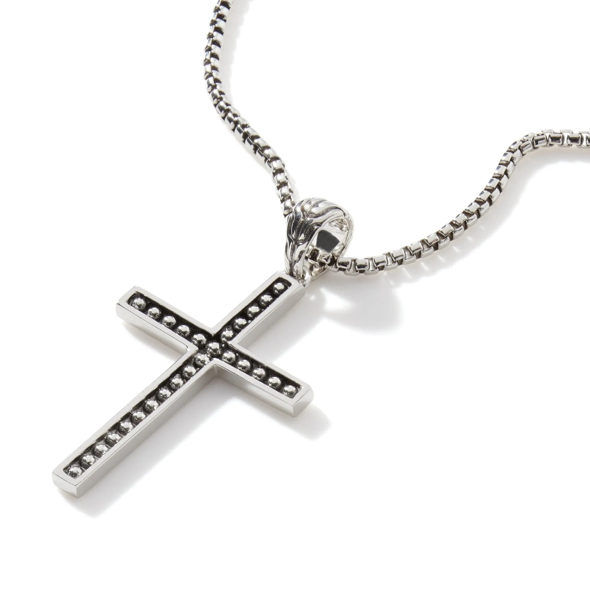 Carved Silver Jawan Cross Pendant