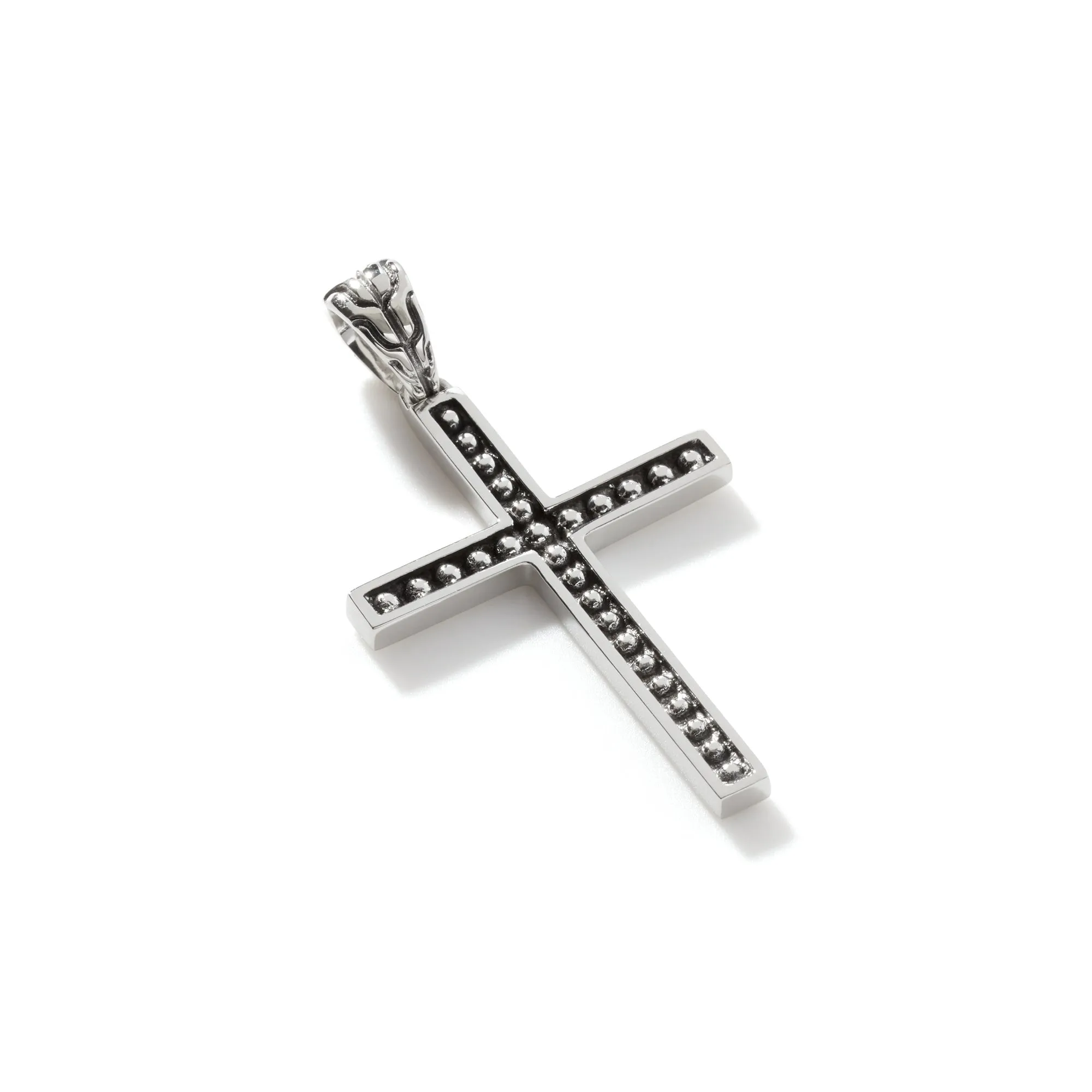 Carved Silver Jawan Cross Pendant