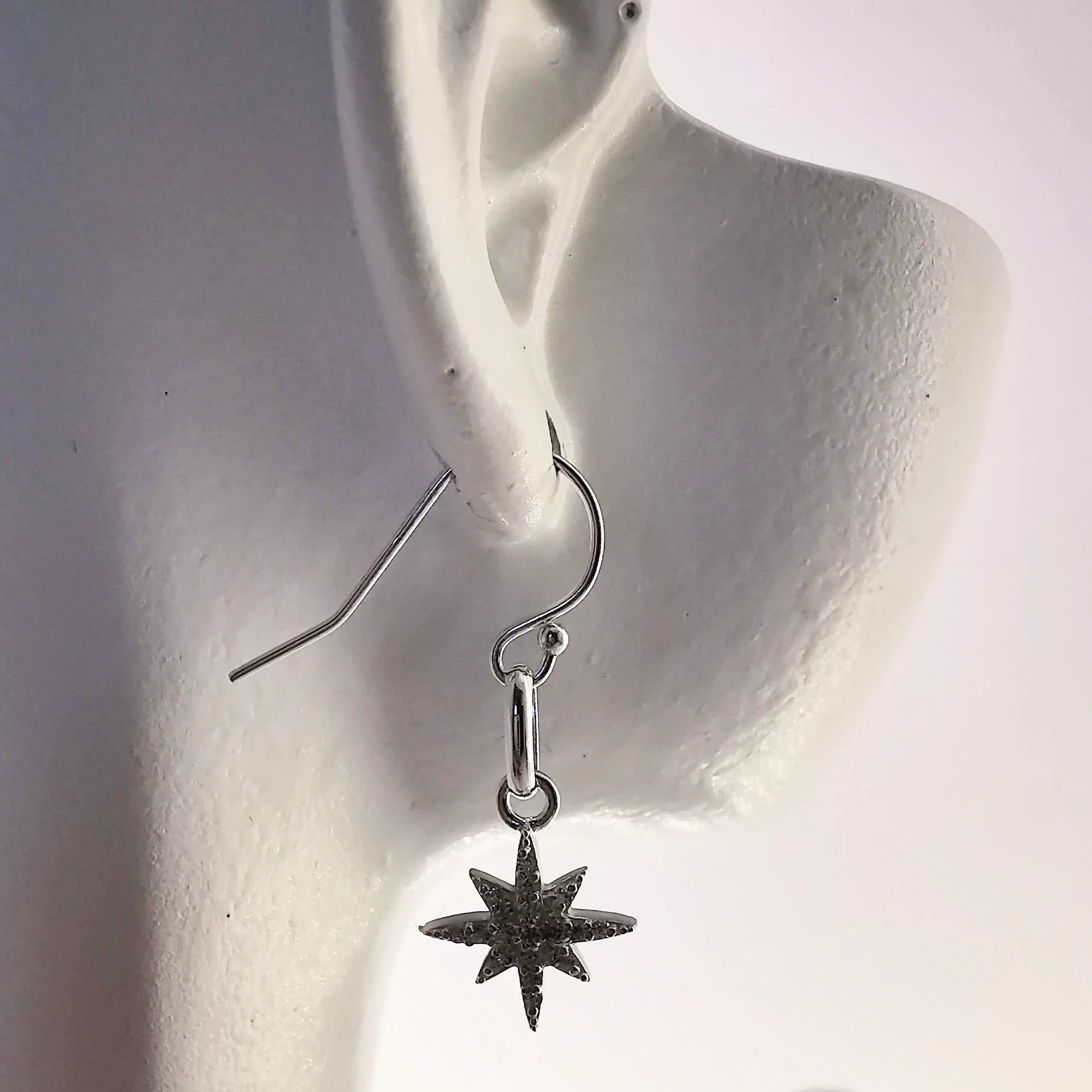 CELESTE Sterling Silver North Star Crystal Earrings