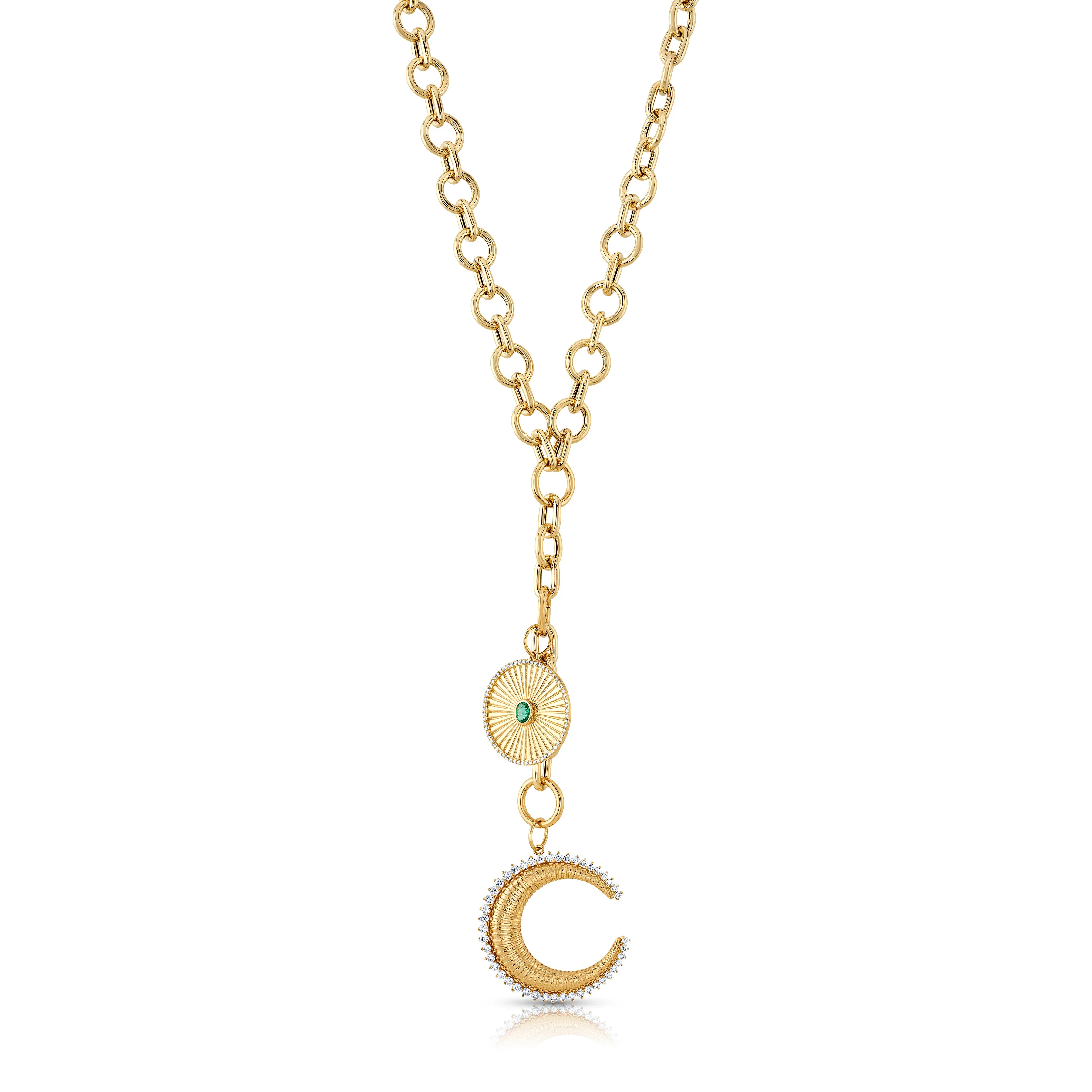 CIRCLE CHAIN DROP W/ 2 CIRCLE CONNECTORS W/ PENDANTS